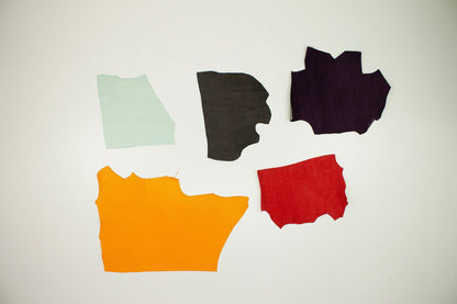 Lot of 5 pieces of fine leather in various colors