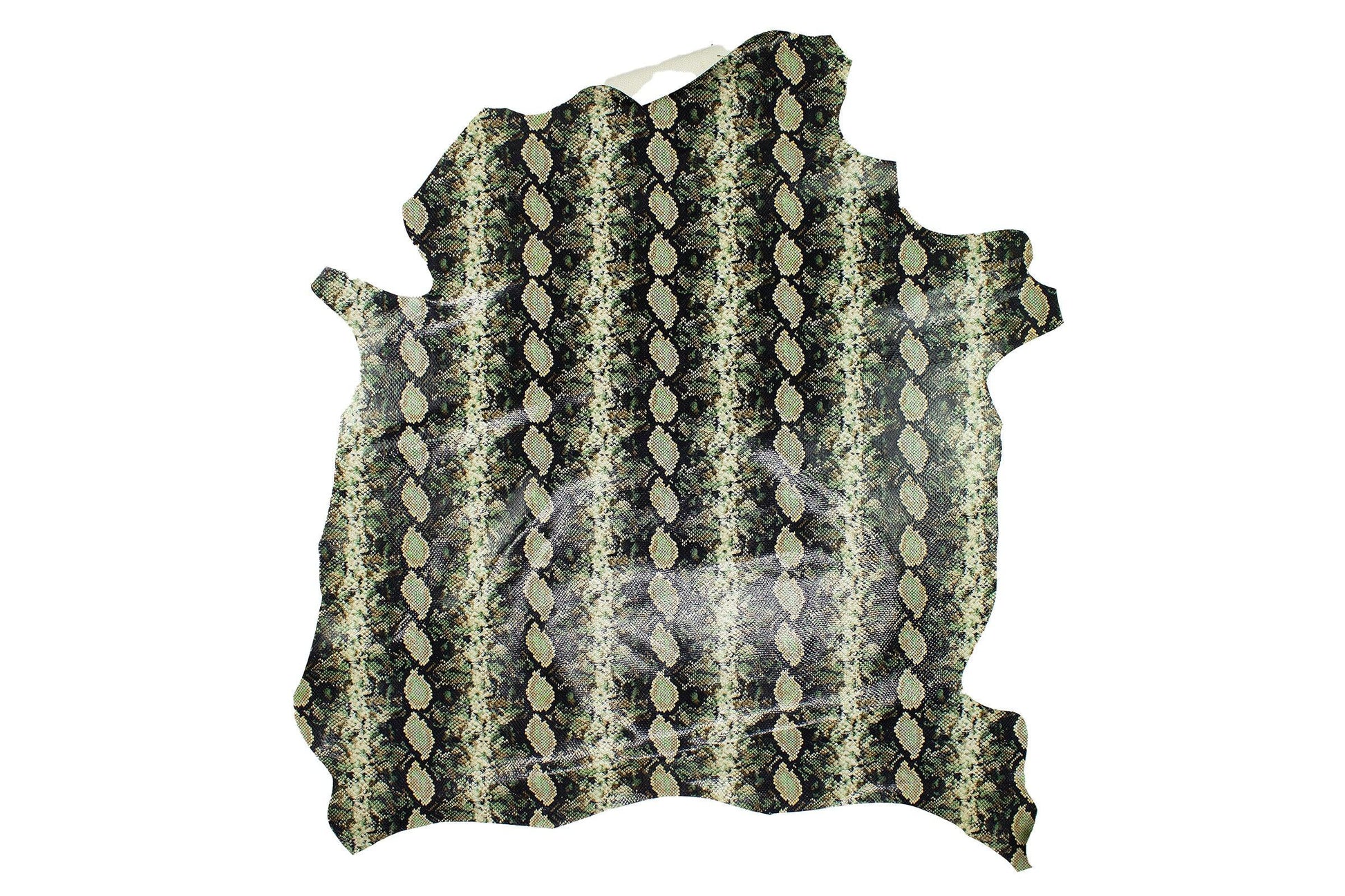 Piel de grabado serpiente piton tonos verdes - La Tendeta del Cuero