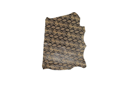 Trozo de piel grabado serpiente marron - negro - La Tendeta del Cuero