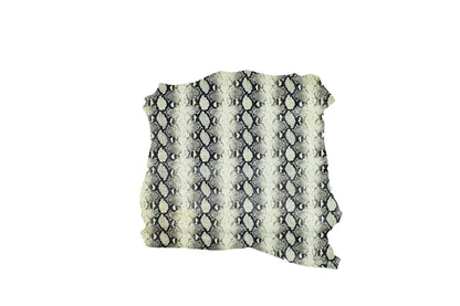 Trozo de piel grabado serpiente beige - negro - La Tendeta del Cuero