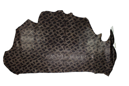 Piel de grabado serpiente chocolate - La Tendeta del Cuero