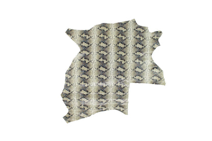 Trozo de piel grabado serpiente gris - multicolor - La Tendeta del Cuero
