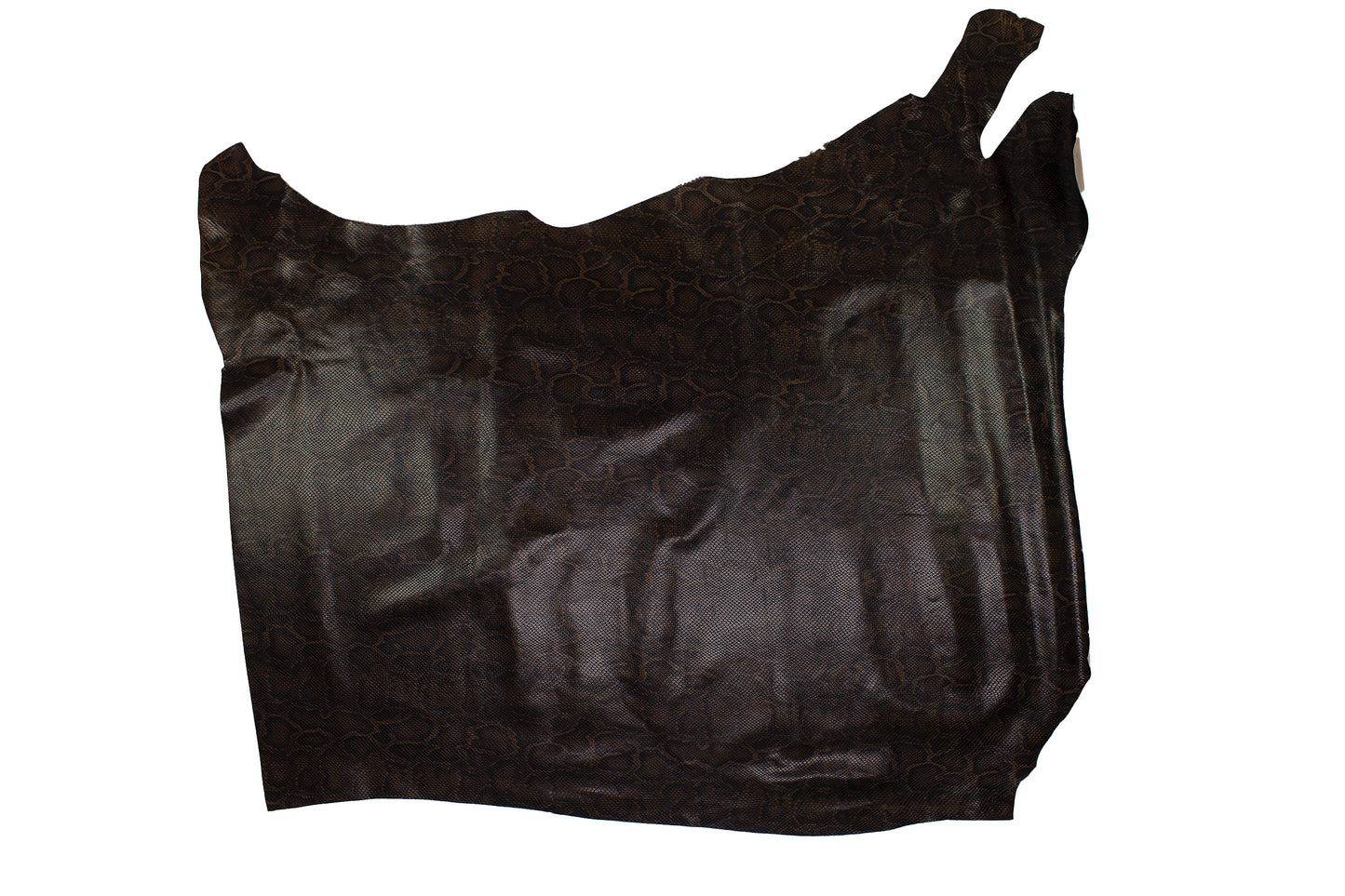 Trozo de piel grabado serpiente marron oscuro