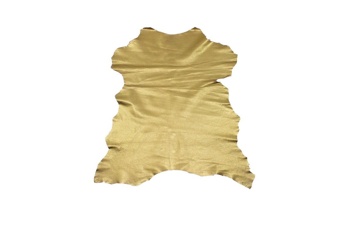 Trozo de piel cordero rustico laminado oro envejecido