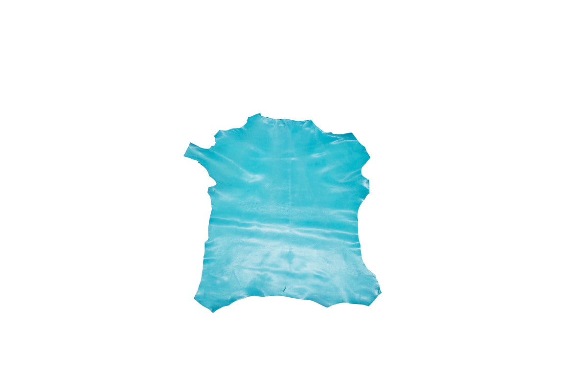 Trozo de piel cabra azul turquesa