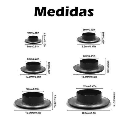 Ojetes / Ojales / Ollados de 4 / 5 / 6 / 8 / 10 / 12 mm - La Tendeta del Cuero