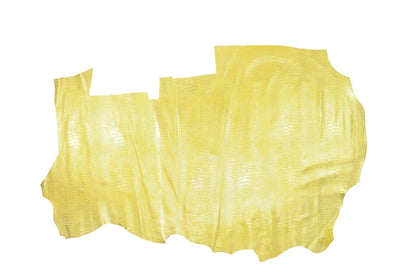 Trozo de piel grabado cocodrilo amarillo dorado - La Tendeta del Cuero