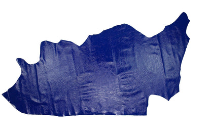 Trozo de piel charol arrugado azul electrico - La Tendeta del Cuero