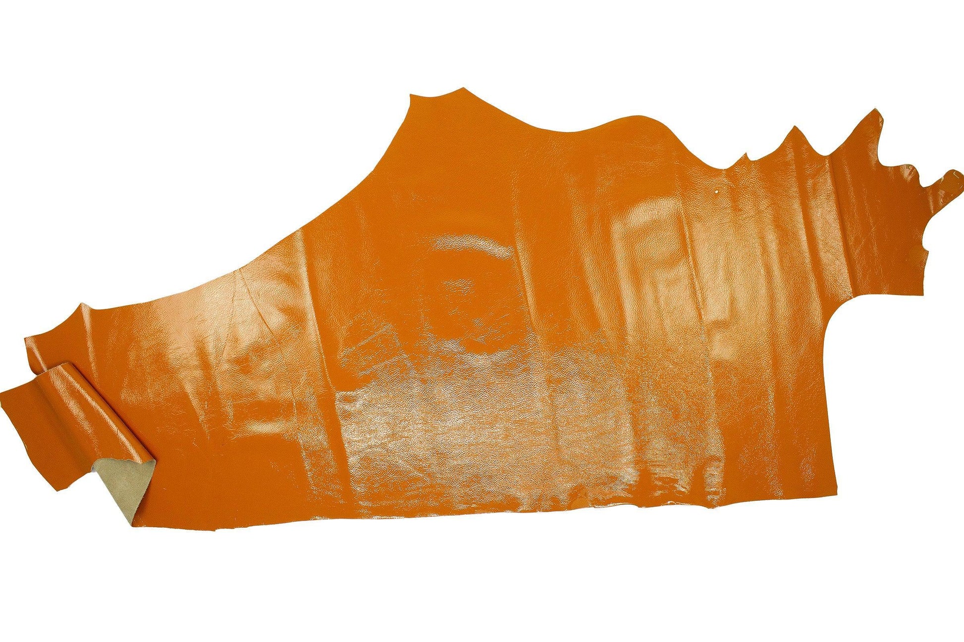 Trozo de piel charol arrugado naranja - La Tendeta del Cuero