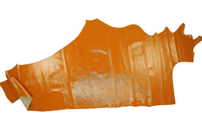 Trozo de piel charol arrugado naranja - La Tendeta del Cuero