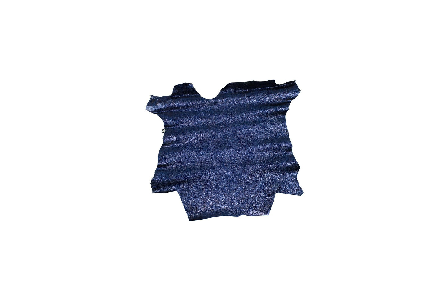 Piece of crinkled blue metallic fantasy leather