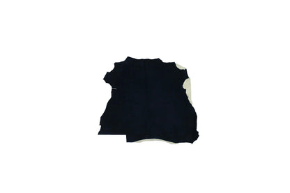 Piece of navy blue suede leather