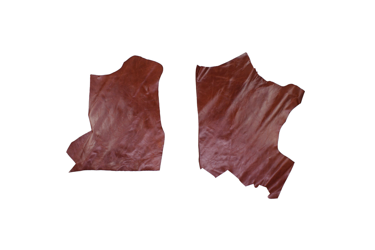 Trozos de piel vacuno rustico marron envejecido