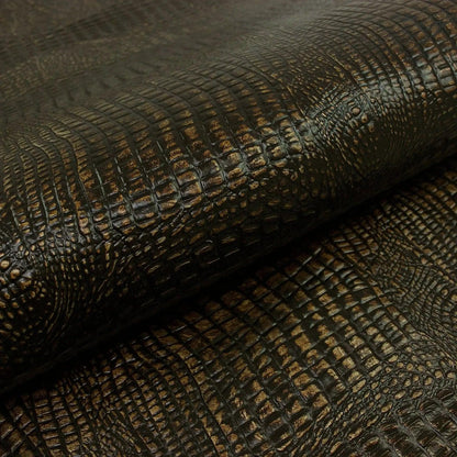Trozo de piel grabado caiman marron envejecido - La Tendeta del Cuero