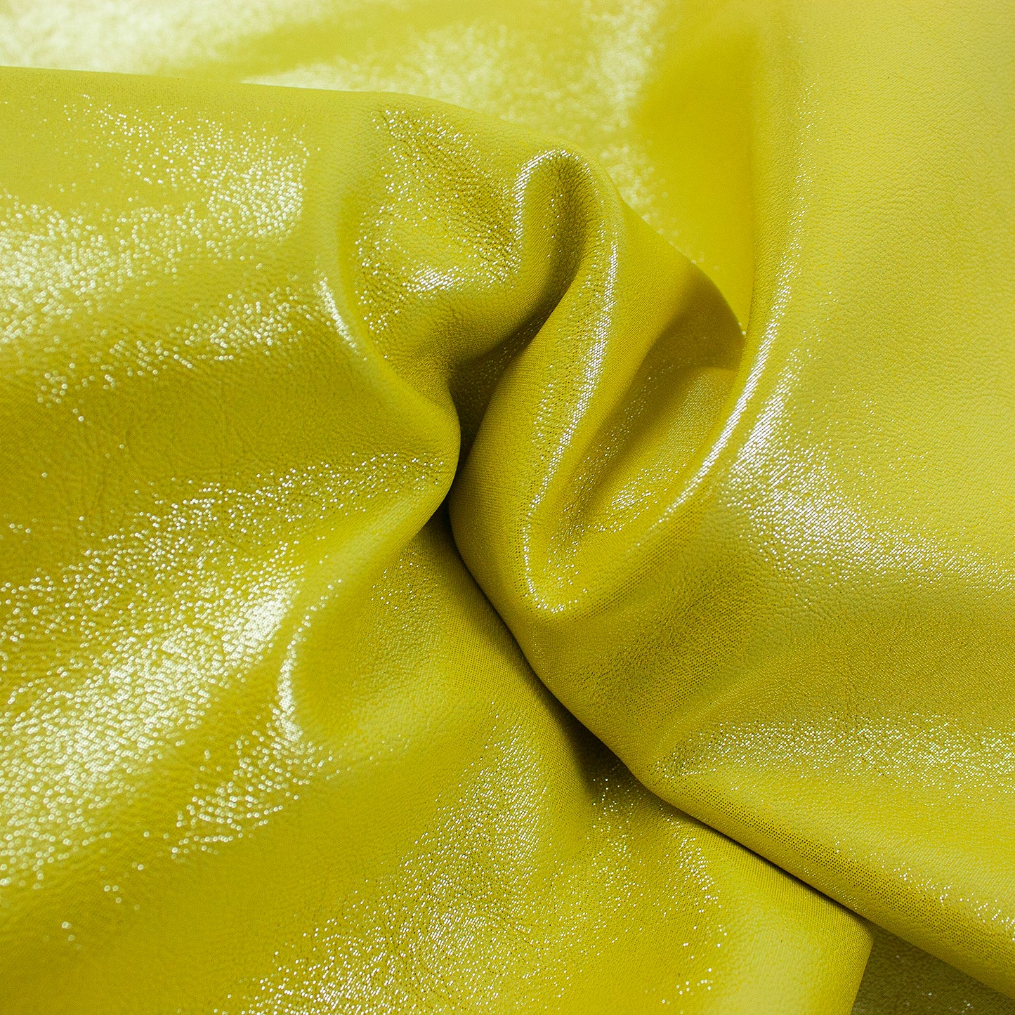 Piece of lemon yellow glitter fantasy leather