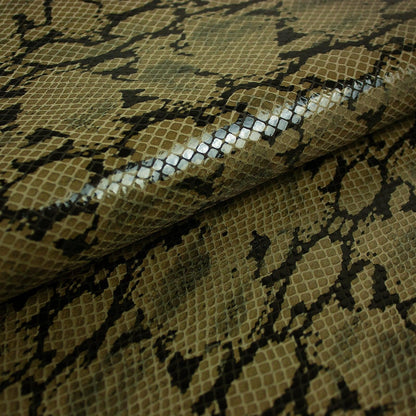 Trozo de piel fantasia serpiente marron - negro - La Tendeta del Cuero