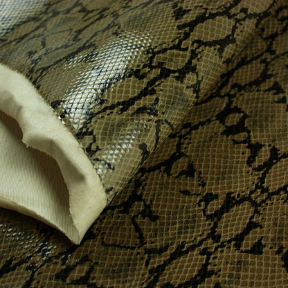 Trozo de piel fantasia serpiente marron - negro - La Tendeta del Cuero